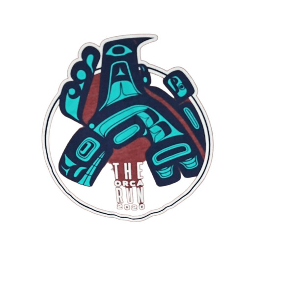 Orca Run 2020 Women's S/M Short Sleeve Graphic Tee Shirt Burgundy Maroon Whale - Picture 2 of 5